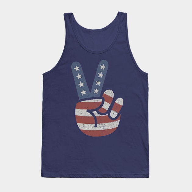 Peace Love Hand USA Flag Vintage Solid Tank Top by vo_maria